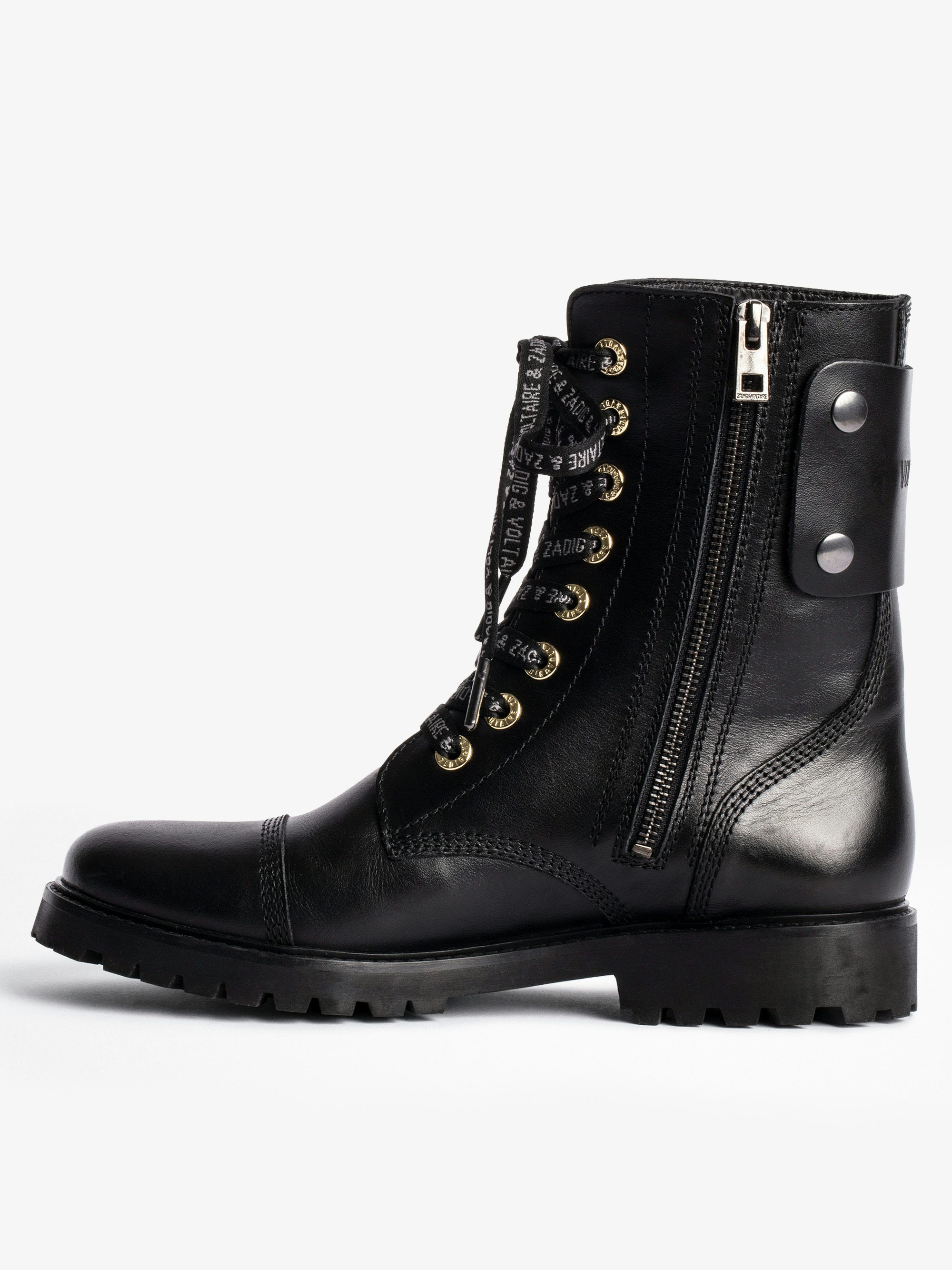 Joe Ankle Boots - Leather ranger boots with print and patch.